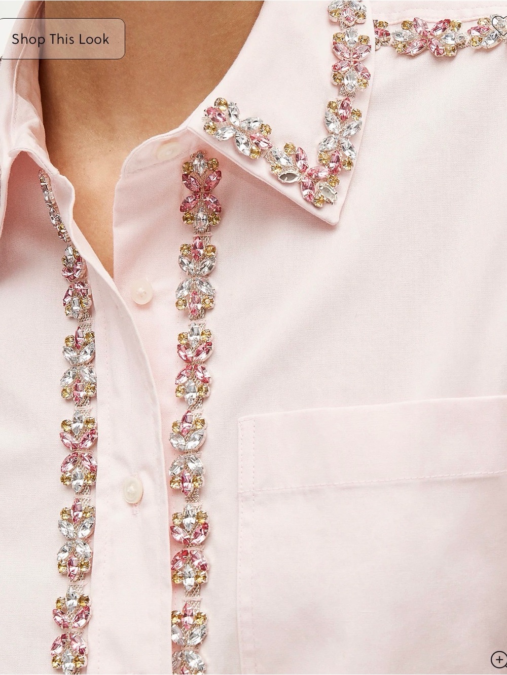 J Crew Étienne cropped button-up shirt in embellished cotton poplin Small CT063 - Picture 3 of 6